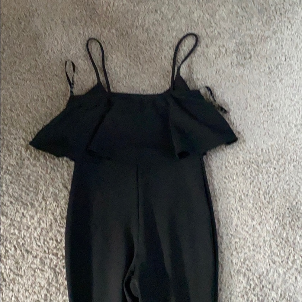 BLACK Misguided Frill Leg Jumpsuit - Picture 4 of 4